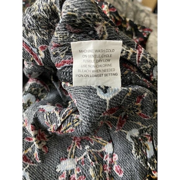 Kendall + Kylie Blouse Size M Long Bell Sleeves Floral Tie Front Crop Top Womens - Picture 6 of 6